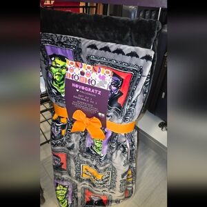 Gray and Orange Halloween Throw Blanket